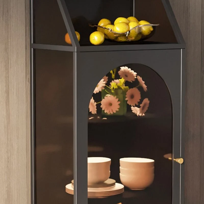 Armadietto portaoggetti moderno standard con ante vetro e metallo per soggiorno Clearhalo