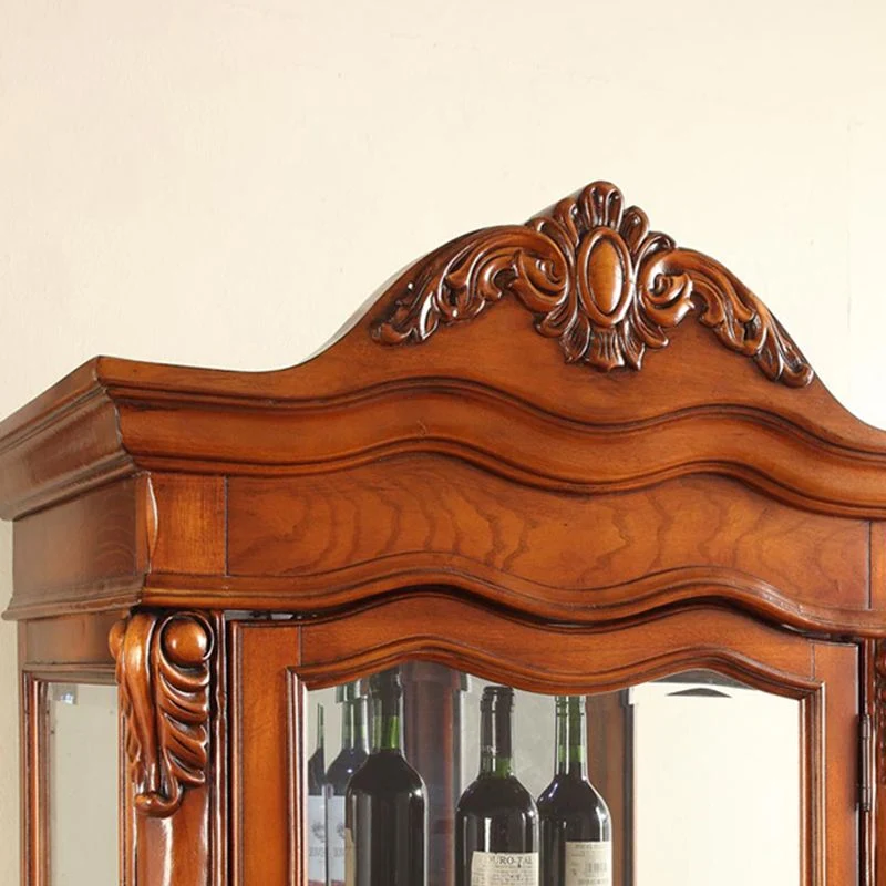 Armadietto tradizionale legno di gomma con porte vetro per curiosità, per sala da pranzo Clearhalo
