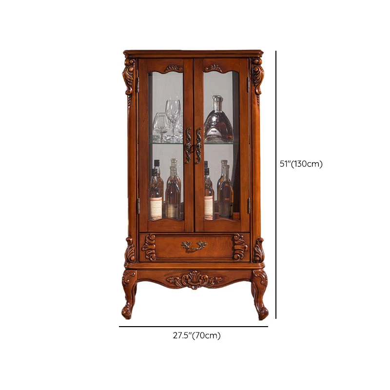 Armadietto tradizionale legno di gomma con porte vetro per curiosità, per sala da pranzo Clearhalo