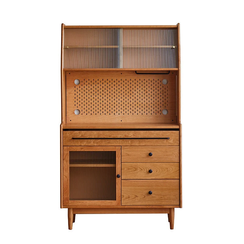Armadio da pranzo moderno con porta vetro da 69"H per cucina Clearhalo