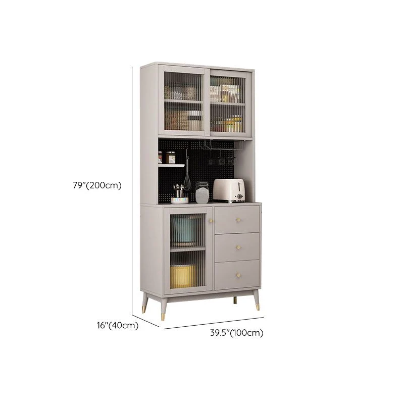 Armadio da pranzo ultra moderno con porte vetro finto legno per sala da pranzo Clearhalo