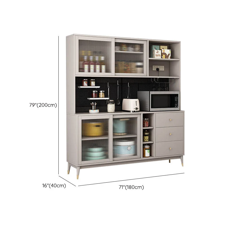 Armadio da pranzo ultra moderno con porte vetro finto legno per sala da pranzo Clearhalo