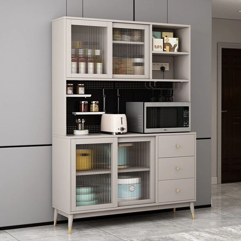 Armadio da pranzo ultra moderno con porte vetro finto legno per sala da pranzo Clearhalo