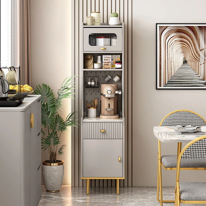Armadio da pranzo ultra moderno finto legno con ante vetro per sala da pranzo Clearhalo