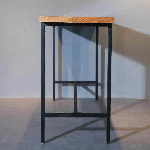 Bancone bar con piano legno Bancone bar contemporaneo con base cavalletto nero Clearhalo