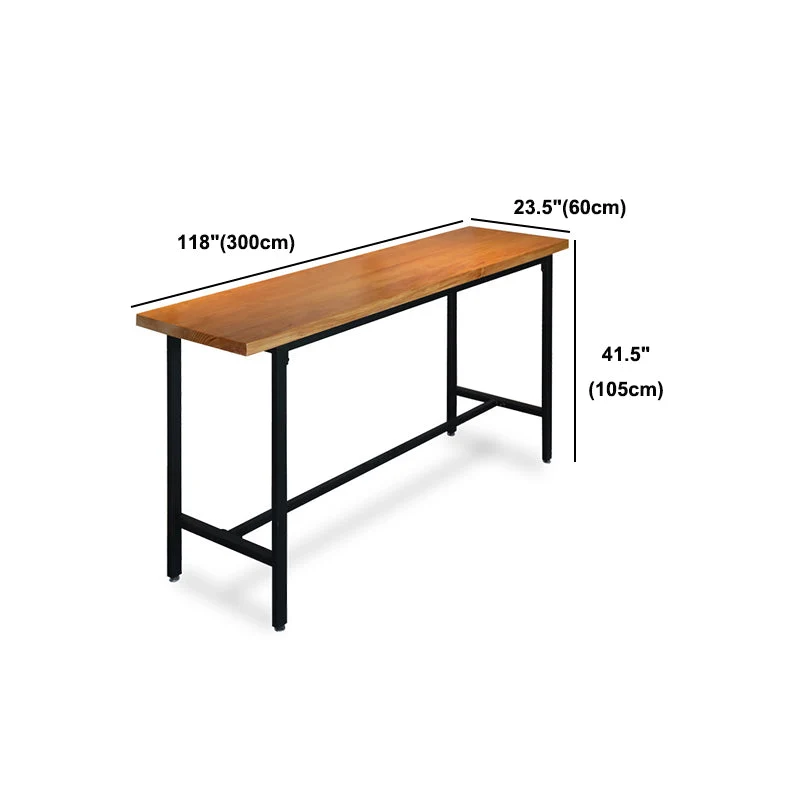 Bancone bar con piano legno Bancone bar contemporaneo con base cavalletto nero Clearhalo