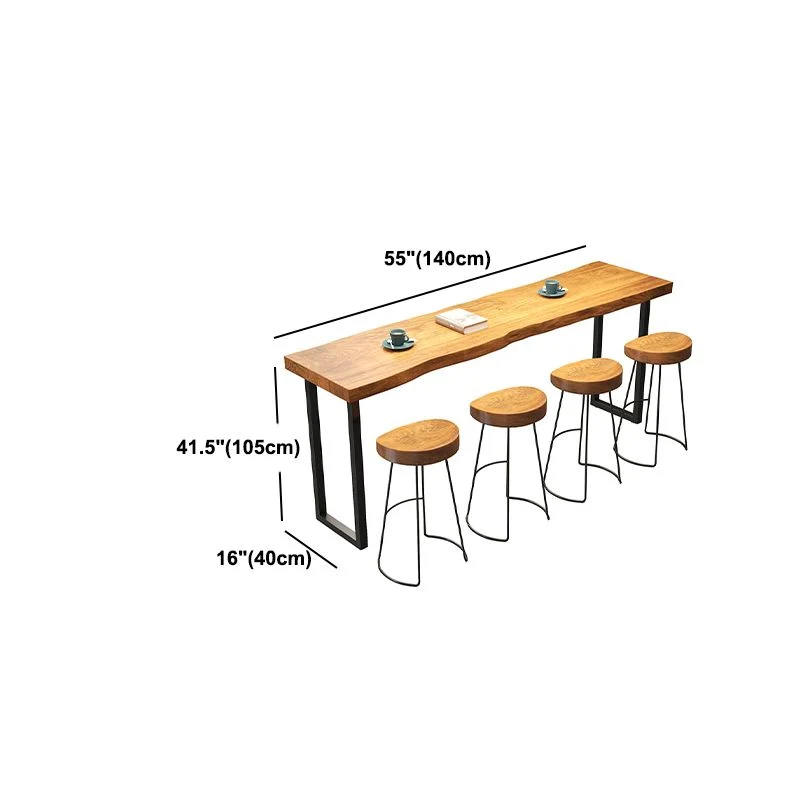 Bancone da bar con piano legno massello Bancone da bar rettangolare industriale con base slitta Clearhalo