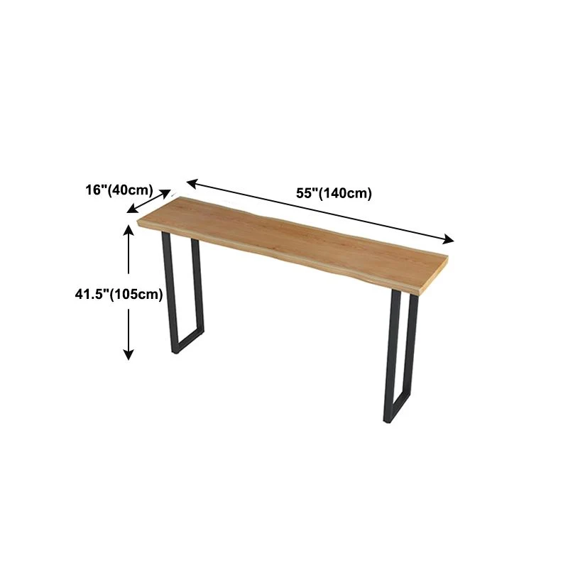 Bancone da bar con piano legno massello Bancone da bar rettangolare industriale con base nera Clearhalo