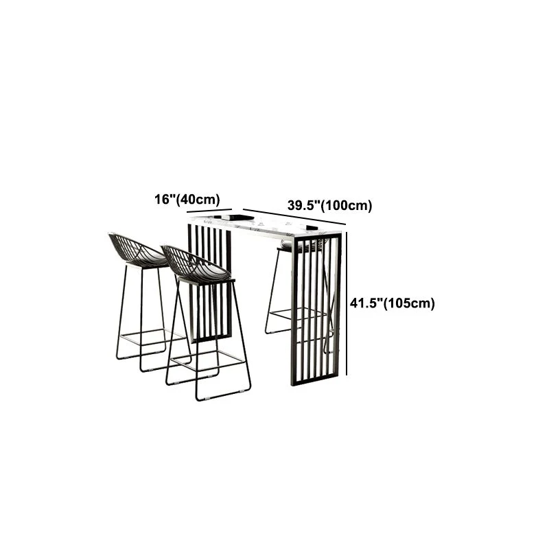 Bancone bar con piano pietra Bancone bar rettangolare contemporaneo con base slitta Clearhalo