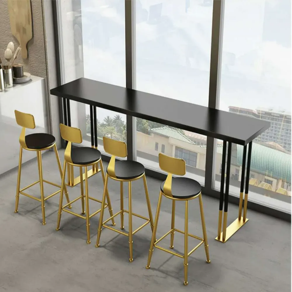 Bancone bar legno massello Bancone bar rettangolare tradizionale di lusso con base slitta Clearhalo