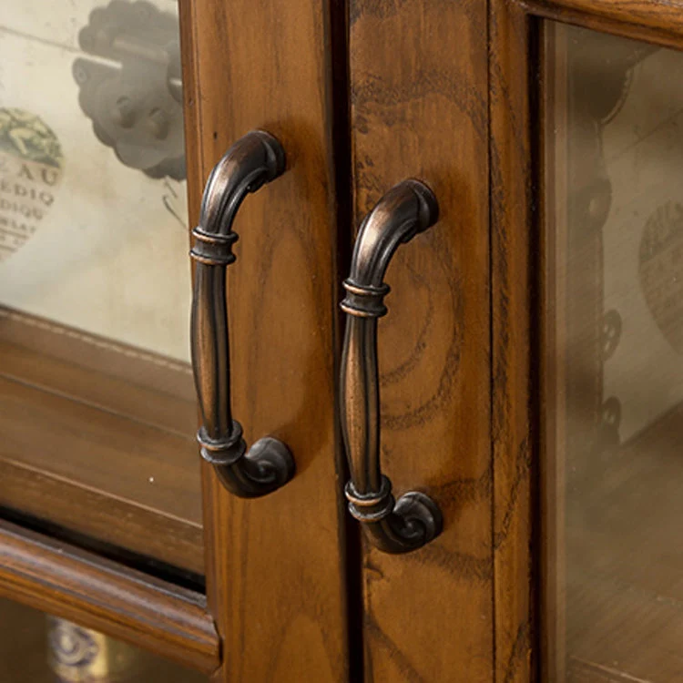 Buffet moderno con espositore frassino, ante vetro, per soggiorno Clearhalo