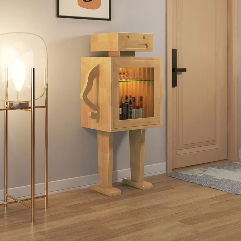 Buffet moderno legno di gomma con espositore per porte vetro con porta Clearhalo