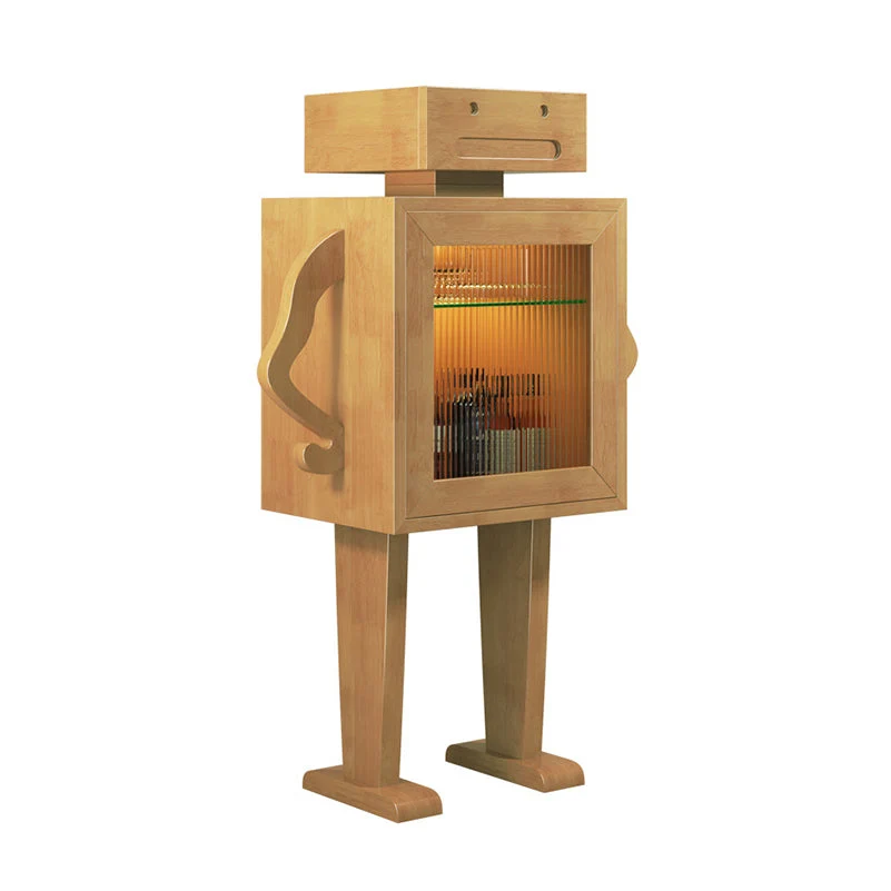 Buffet moderno legno di gomma con espositore per porte vetro con porta Clearhalo