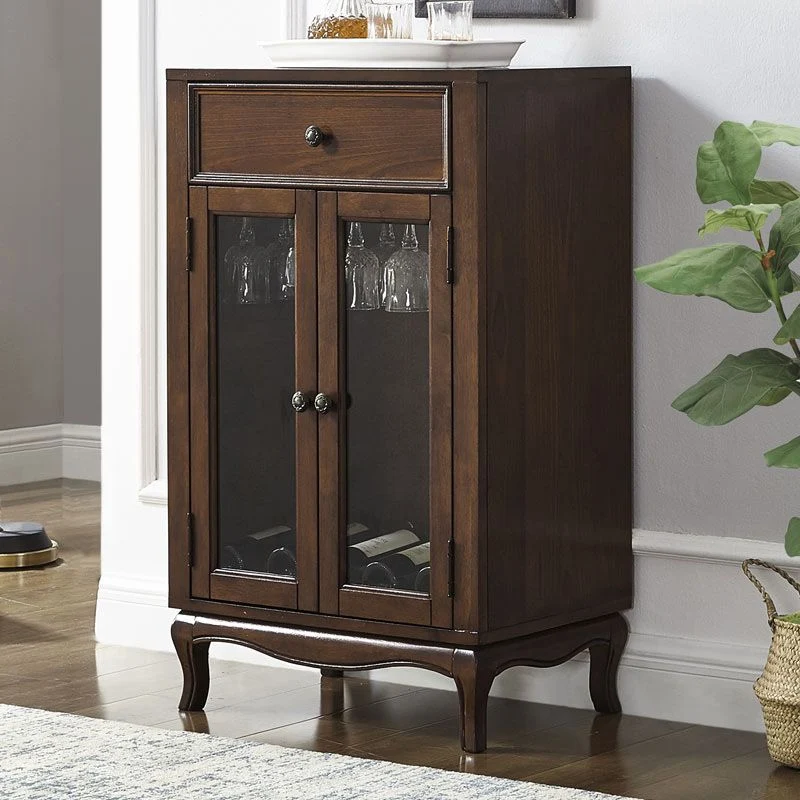 Buffet moderno legno di gomma con porte vetro per espositore per soggiorno Clearhalo