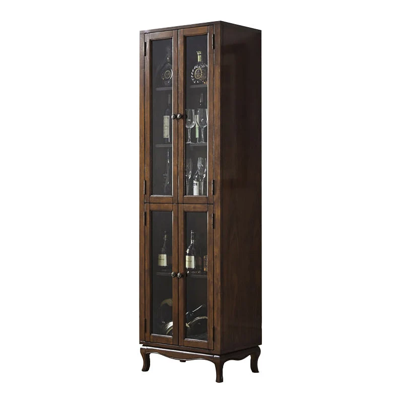 Buffet moderno legno di gomma con porte vetro per espositore per soggiorno Clearhalo