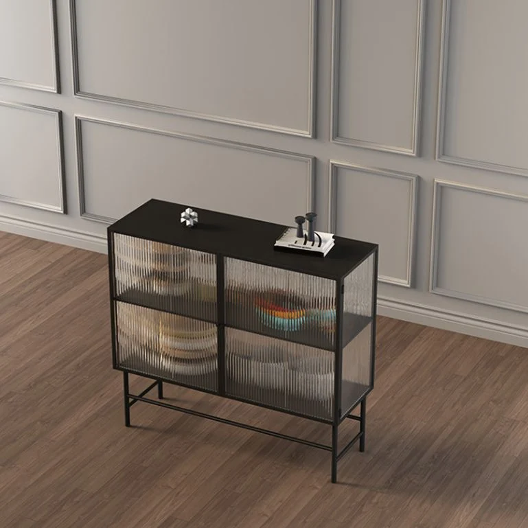 Buffet moderno metallo con porte vetro per curiosità, per sala da pranzo Clearhalo