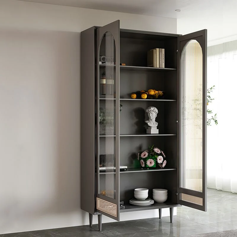 Buffet moderno per vetrina con espositore pino per soggiorno Clearhalo