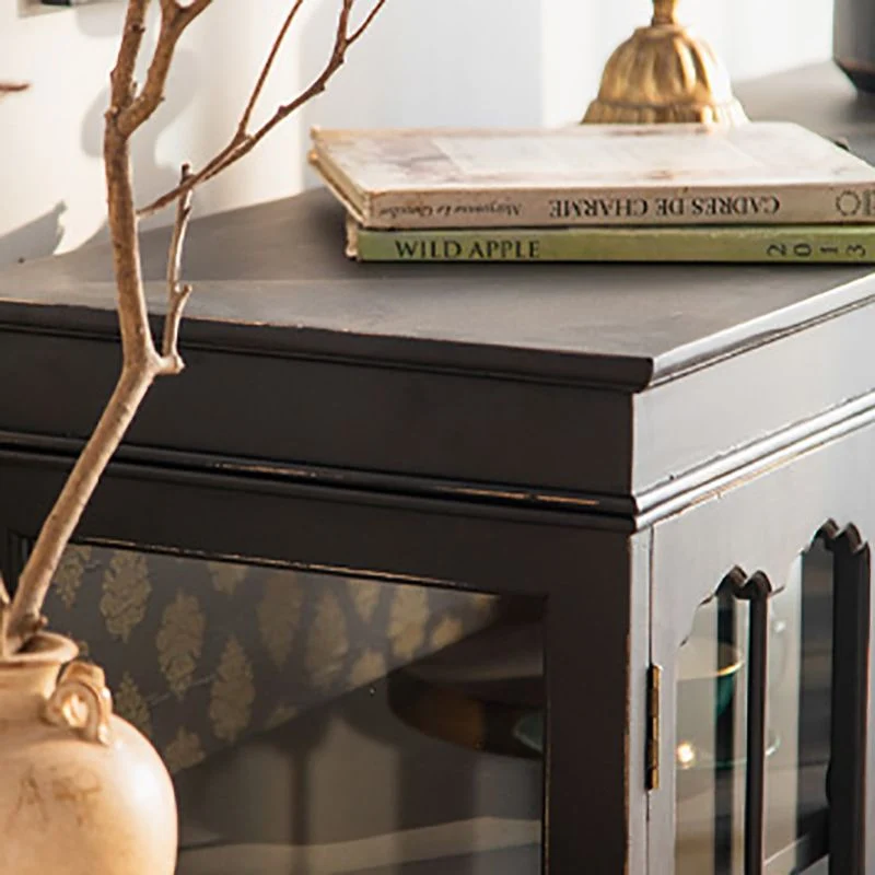 Buffet tradizionale legno con porte vetro per curiosità, per camera da letto Clearhalo