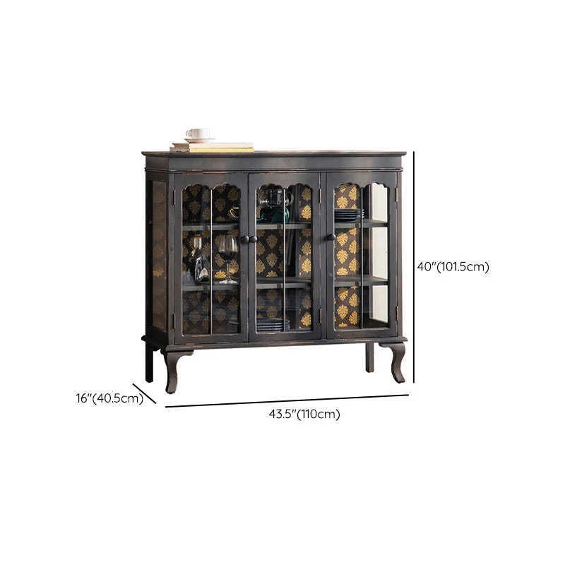 Buffet tradizionale legno con porte vetro per curiosità, per camera da letto Clearhalo