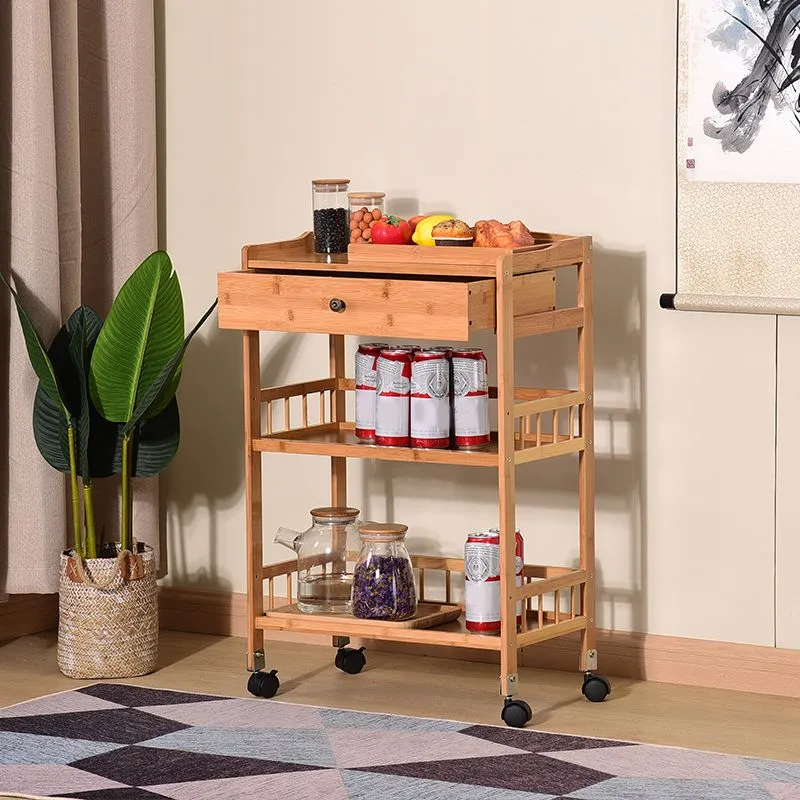 Carrello da cucina con contenitore aperto Carrello da cucina legno prodotto per la sala da pranzo casa Clearhalo
