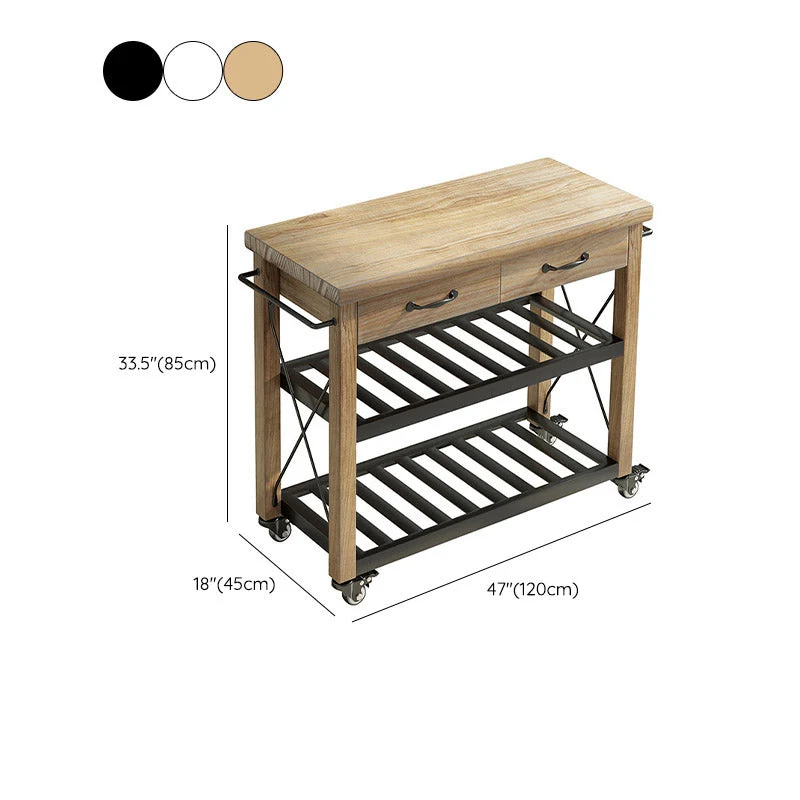 Carrello da cucina con contenitore aperto, tavolo di preparazione con rotelle e ripiani aperti Clearhalo