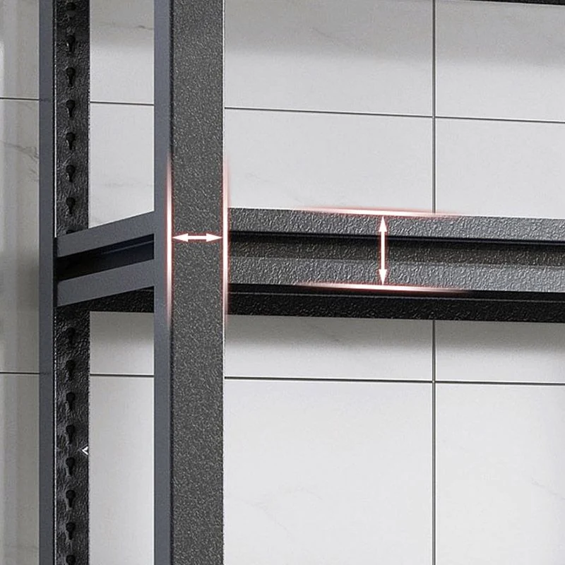 Carrello da cucina con ripiani aperti, tavolo di preparazione metallo, colore nero Clearhalo