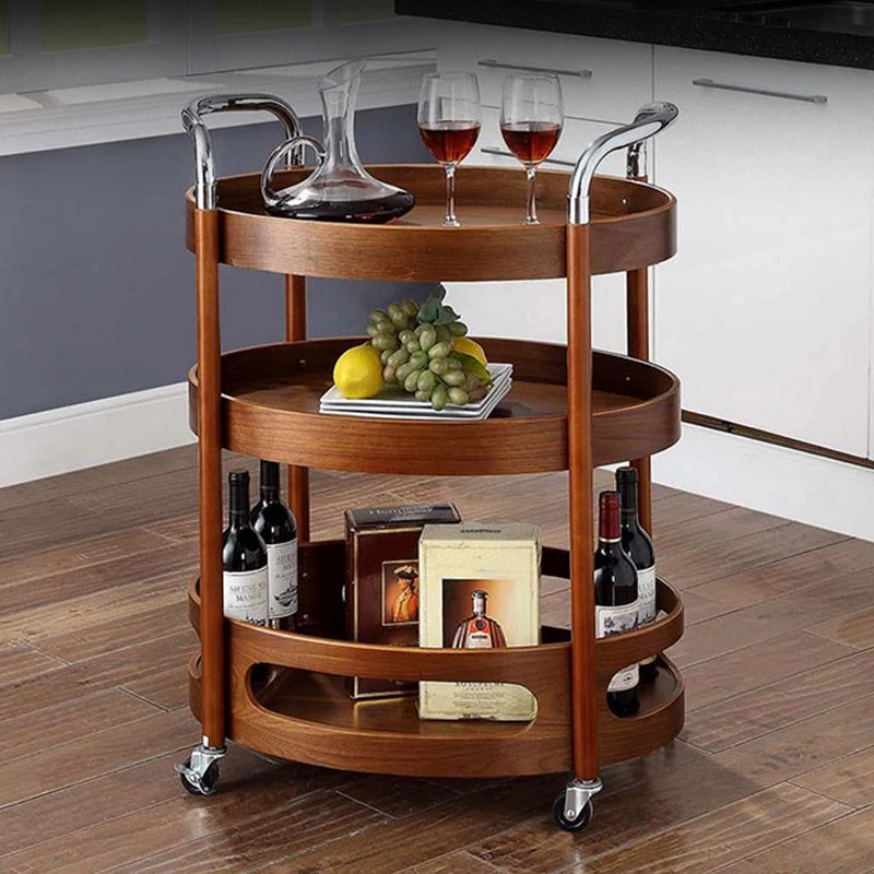 Carrello da cucina moderno con rotelle per tavolo da preparazione legno massello con contenitore per il vino Clearhalo