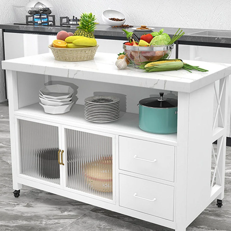 Carrello da cucina per sala da pranzo, moderno tavolo rettangolare rettangolare con cassetto Clearhalo