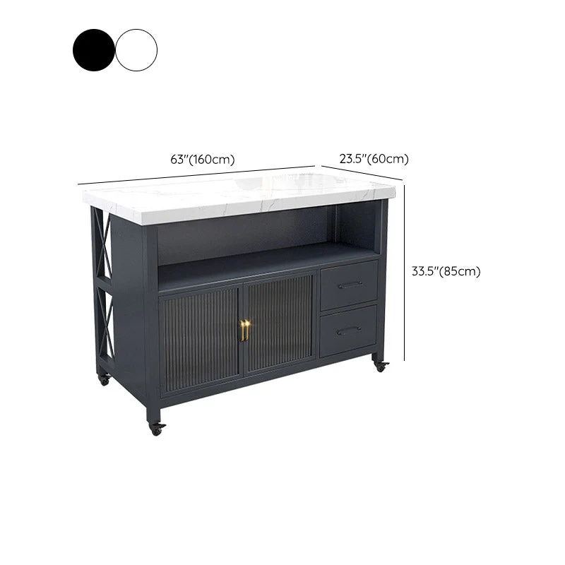 Carrello da cucina per sala da pranzo, moderno tavolo rettangolare rettangolare con cassetto Clearhalo