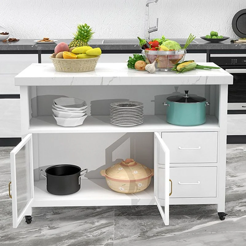 Carrello da cucina per sala da pranzo, moderno tavolo rettangolare rettangolare con cassetto Clearhalo