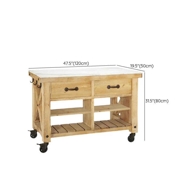 Carrello per isola da cucina rettangolare stile moderno con base legno massello Clearhalo