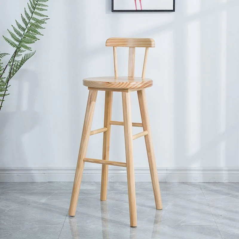 Coffee Shop Sgabello da bar moderno semplice Sgabello da bar 4 gambe legno con pedale Clearhalo