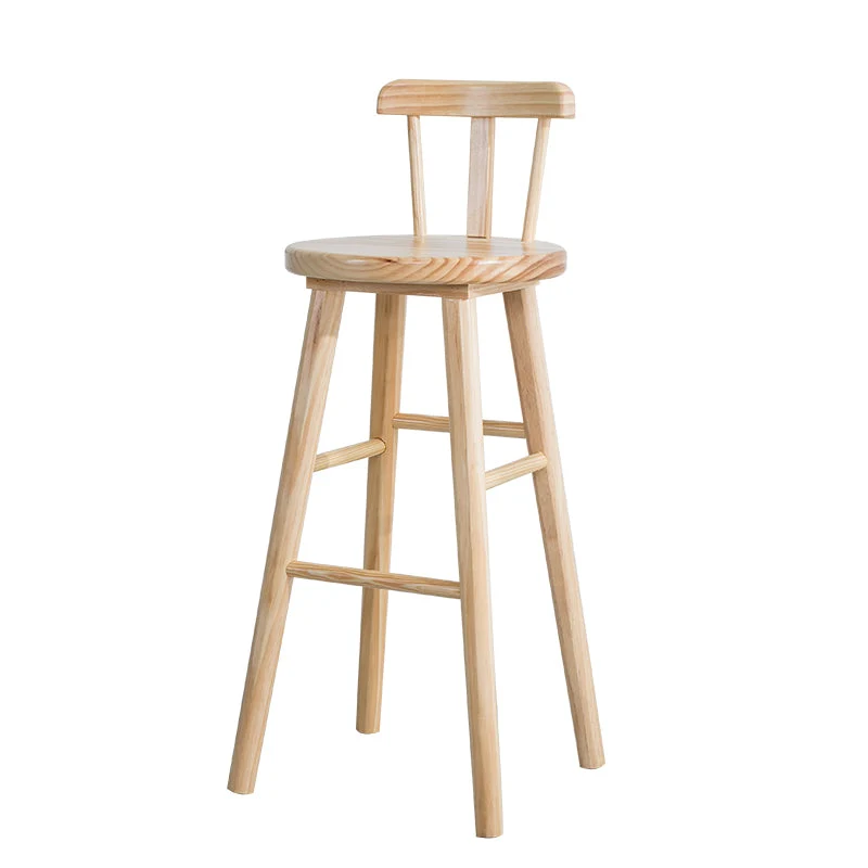 Coffee Shop Sgabello da bar moderno semplice Sgabello da bar 4 gambe legno con pedale Clearhalo