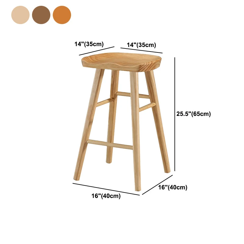 Coffee Shop Sgabello da bar semplice legno Sgabello da bar 4 gambe legno con base pedale Clearhalo