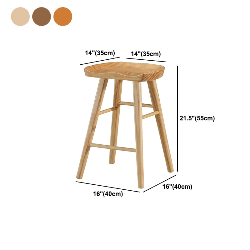 Coffee Shop Sgabello da bar semplice legno Sgabello da bar 4 gambe legno con base pedale Clearhalo