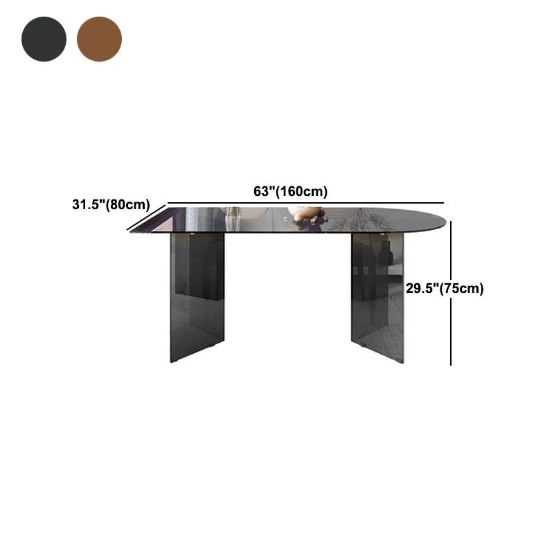 Collezione Glass Dining Room Tavolo da pranzo contemporaneo doppio piedistallo Clearhalo