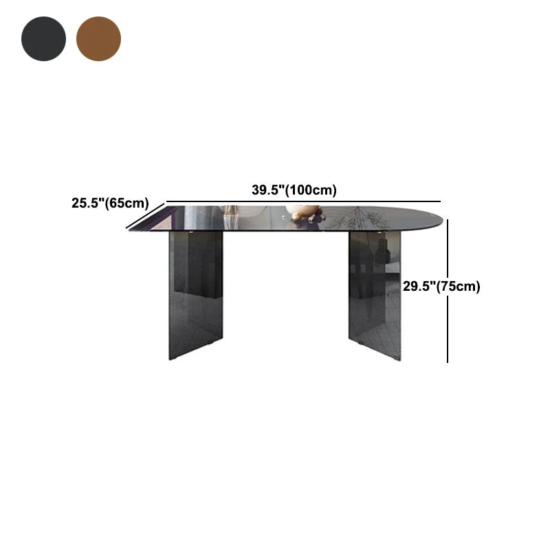 Collezione Glass Dining Room Tavolo da pranzo contemporaneo doppio piedistallo Clearhalo