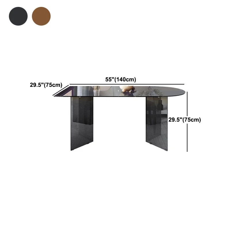 Collezione Glass Dining Room Tavolo da pranzo contemporaneo doppio piedistallo Clearhalo