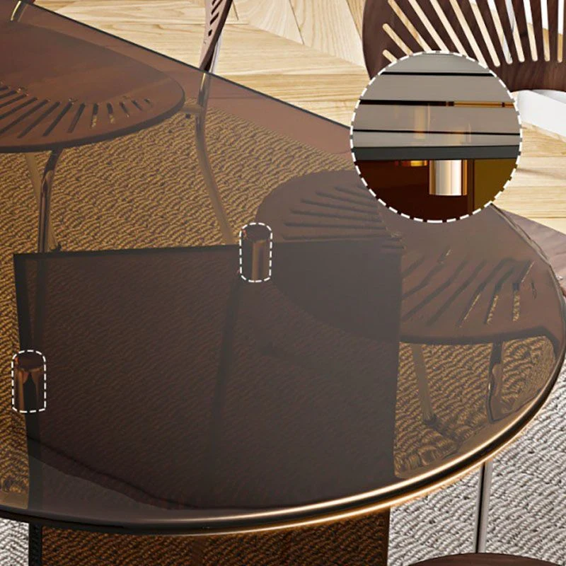 Collezione Glass Dining Room Tavolo da pranzo contemporaneo doppio piedistallo Clearhalo