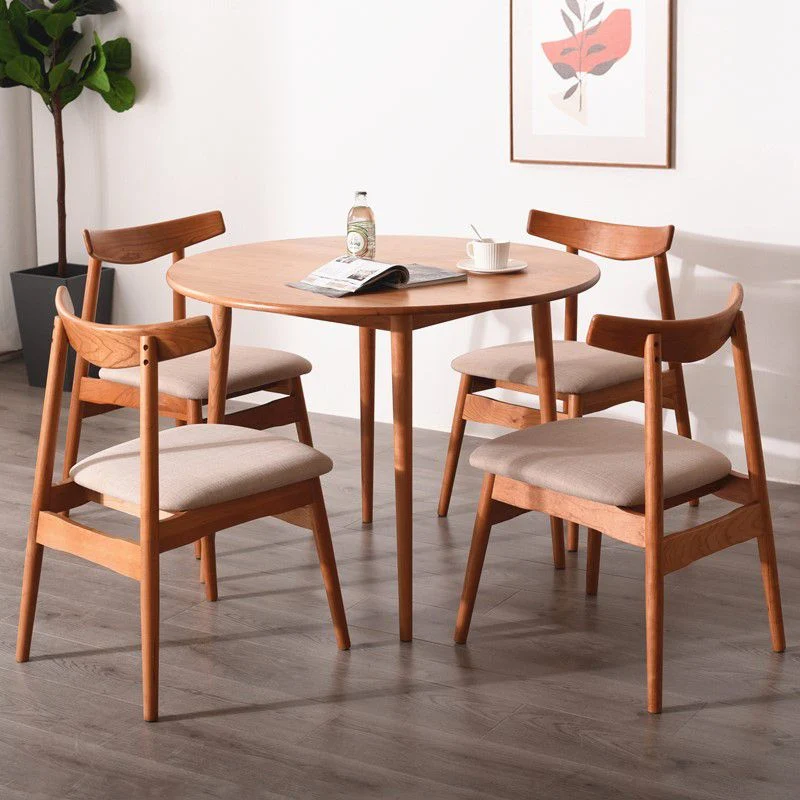 Collezione di mobili rotondi per sala da pranzo legno massello stile moderno con 4 gambe Clearhalo