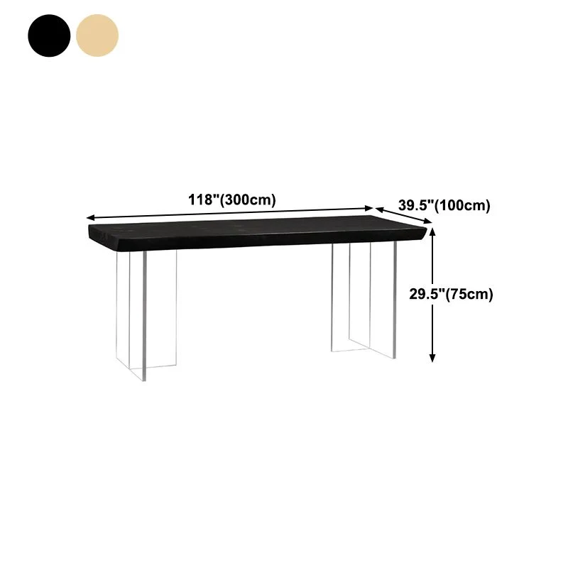 Collezione moderna per sala da pranzo legno massello di pino rettangolare con tavolo doppio piedistallo acrilico Clearhalo
