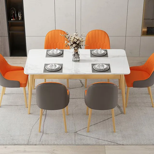 Collezione da pranzo tradizionale di lusso rettangolare Mobili pietra da 4 piedi Clearhalo