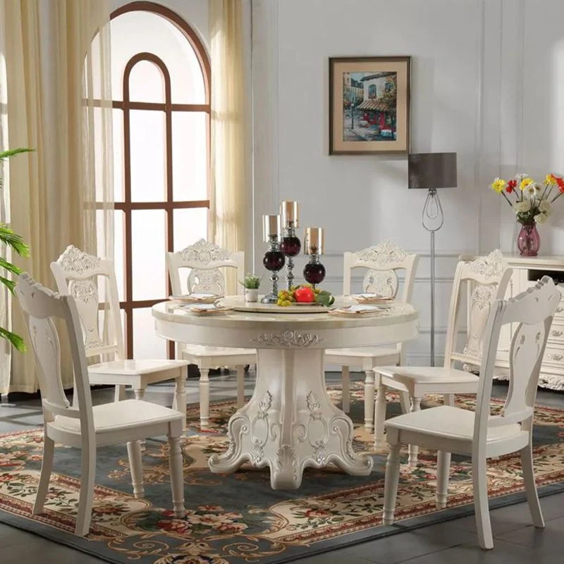 Collezione da sala da pranzo con piedistallo per tavolo da pranzo rotondo marmo con piattaforma girevole Clearhalo