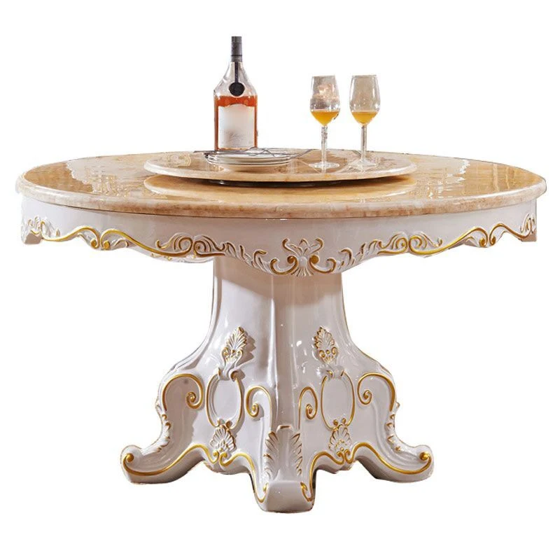Collezione da sala da pranzo con piedistallo per tavolo da pranzo rotondo marmo con piattaforma girevole Clearhalo