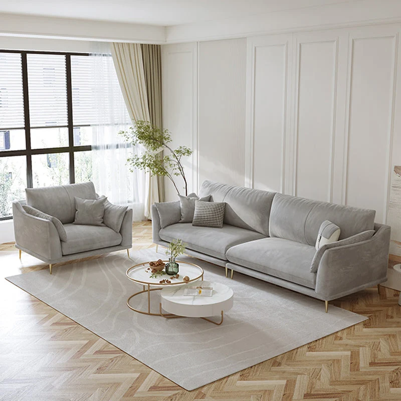 con cuscini Divano standard moderno con braccioli inclinati grigio Clearhalo
