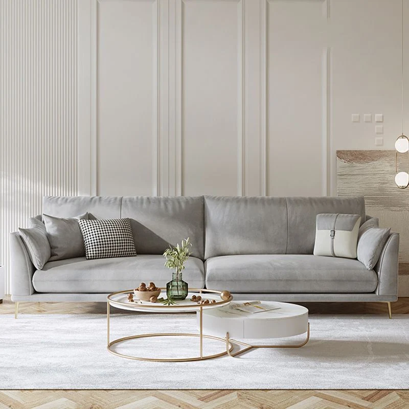 con cuscini Divano standard moderno con braccioli inclinati grigio Clearhalo