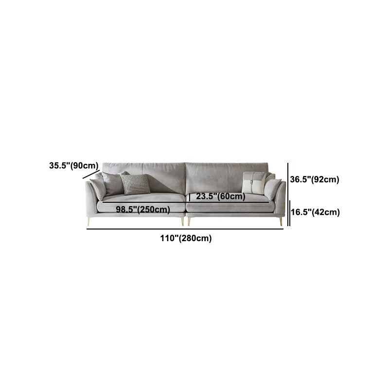 con cuscini Divano standard moderno con braccioli inclinati grigio Clearhalo