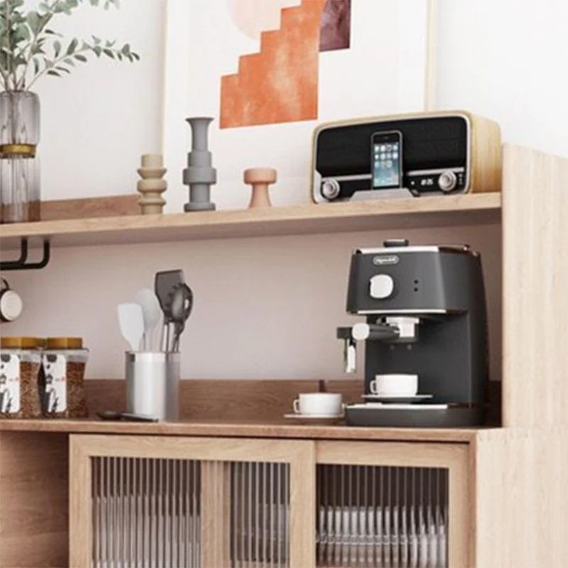 Contemporaneo espositore da pranzo con porte vetro legno massello Clearhalo