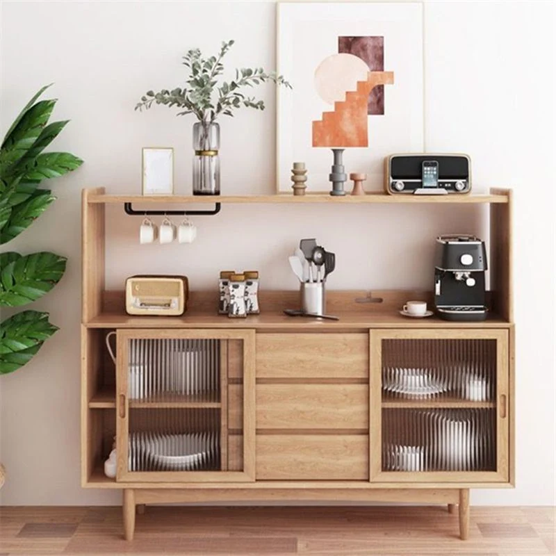 Contemporaneo espositore da pranzo con porte vetro legno massello Clearhalo