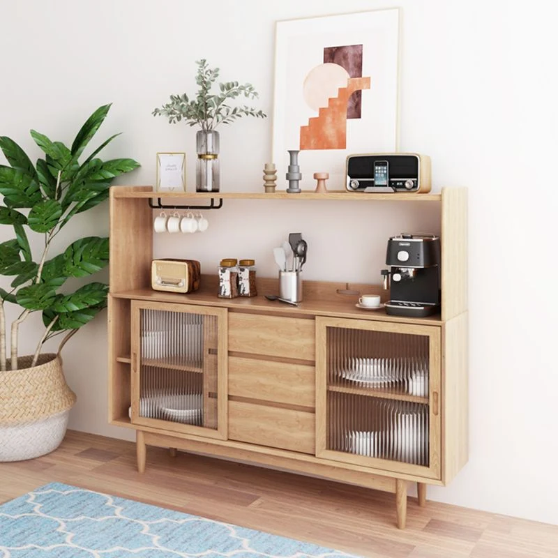 Contemporaneo espositore da pranzo con porte vetro legno massello Clearhalo